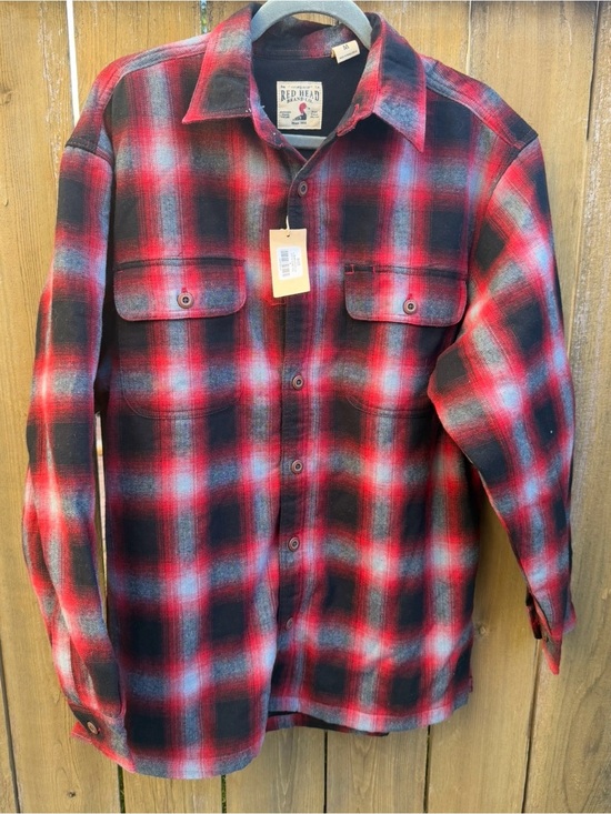 RedHead Other - NWT RedHead Brand Red & Black Plaid Heavy Flannel Shirt size M